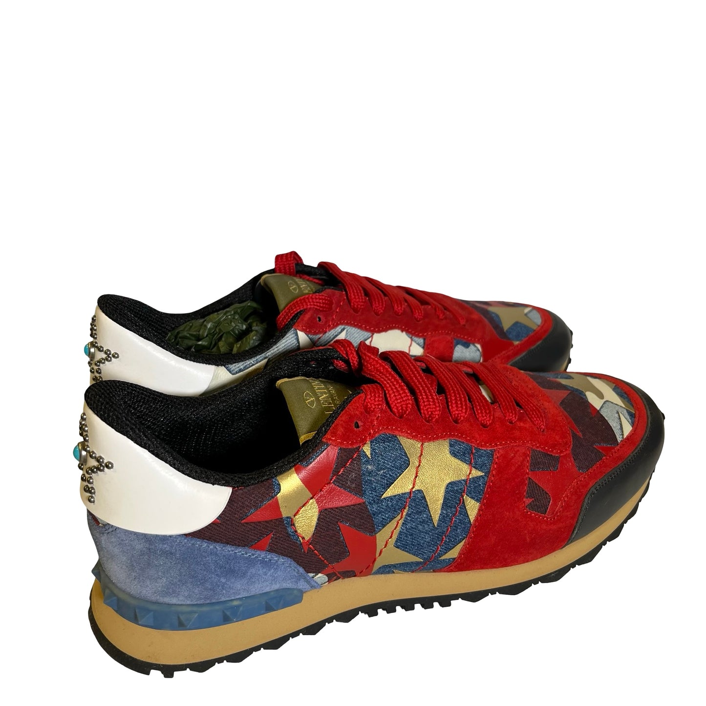 Used Valentino Denim Sneakers Red