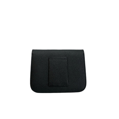 Used HERMES Epsom Constance Slim Wallet Black Gold