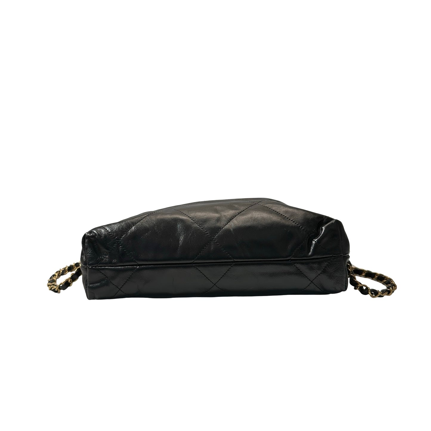 Used CHANEL Shiny Calfskin 23P 22 Small Backpack Black GHW
