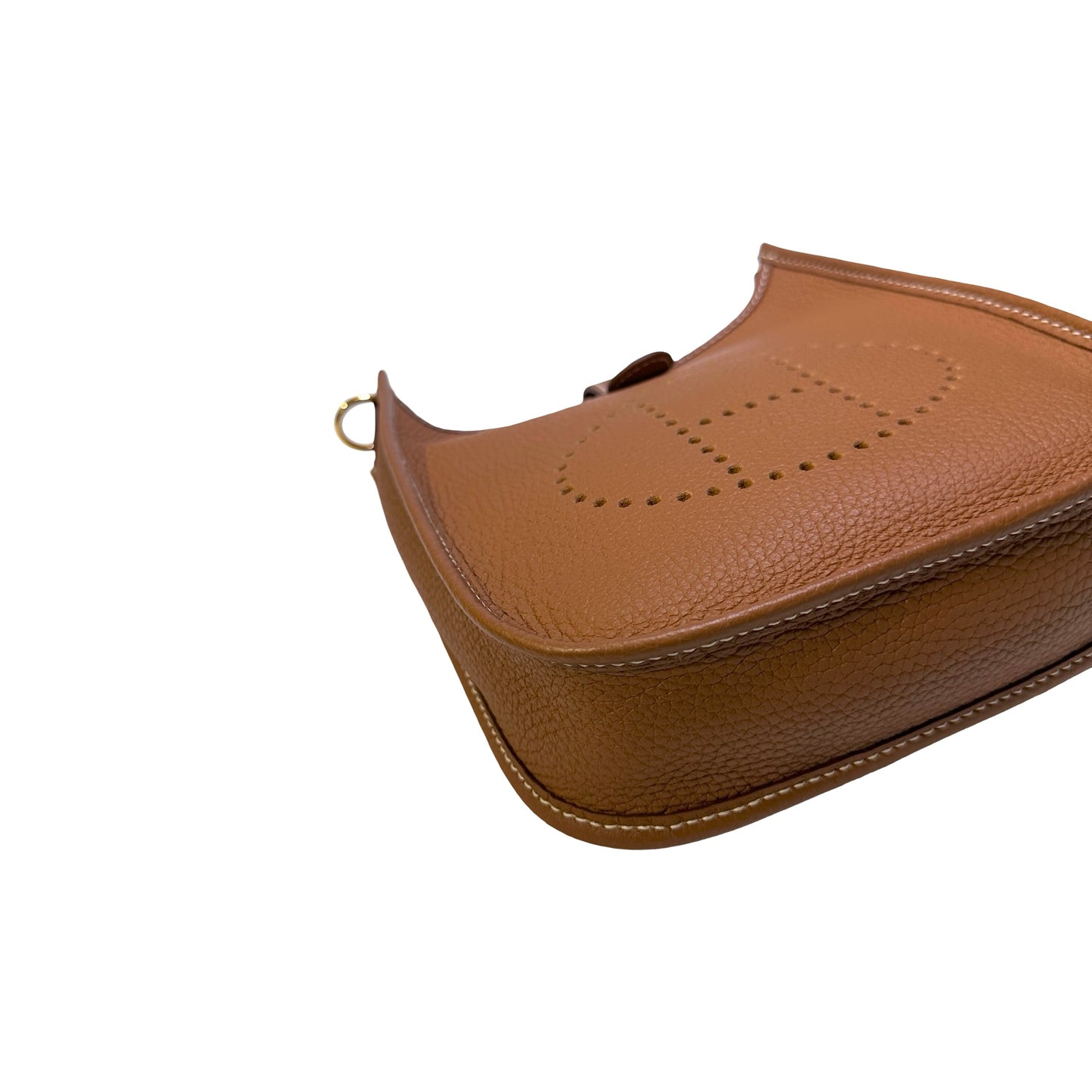 Used HERMES Clemence Leather Evelyne Crossbody Bag Brown GHW