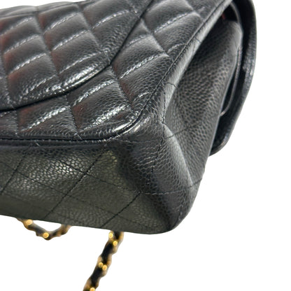 Used CHANEL Caviar Quilted CF23 Chain Shoulder Bag Black Gold