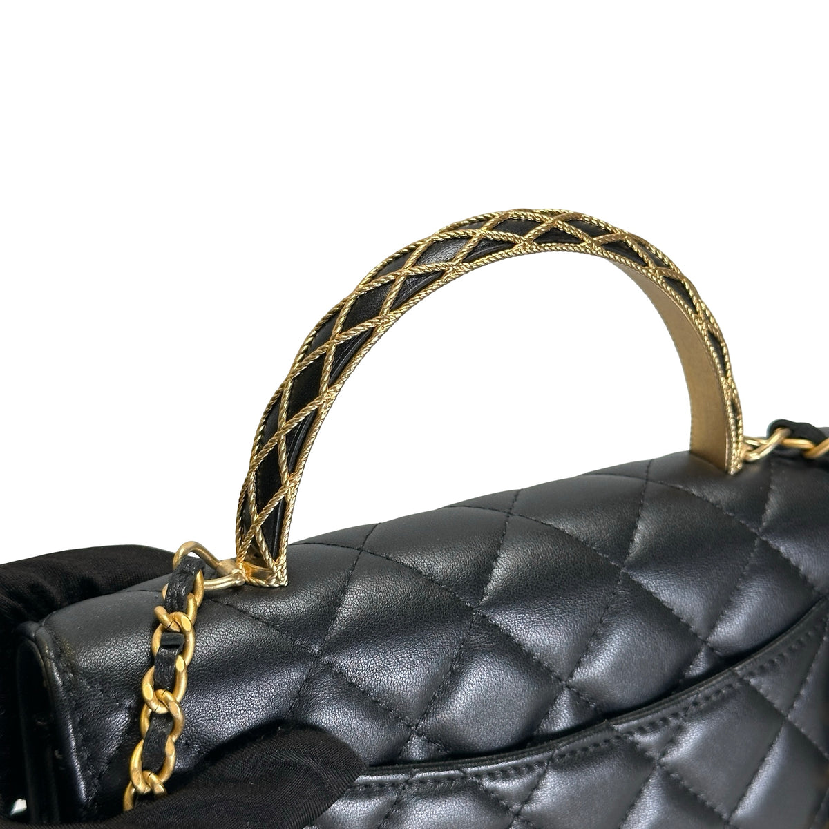 Used CHANEL Quilted Leather Wallet on Chain Wallet on chain Black Gold
