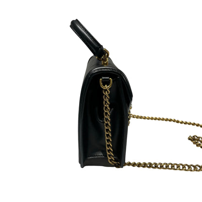 Used DOLCE & GABBANA Calfskin Leather Chain Shoulder Shoulder Bag Black GHW