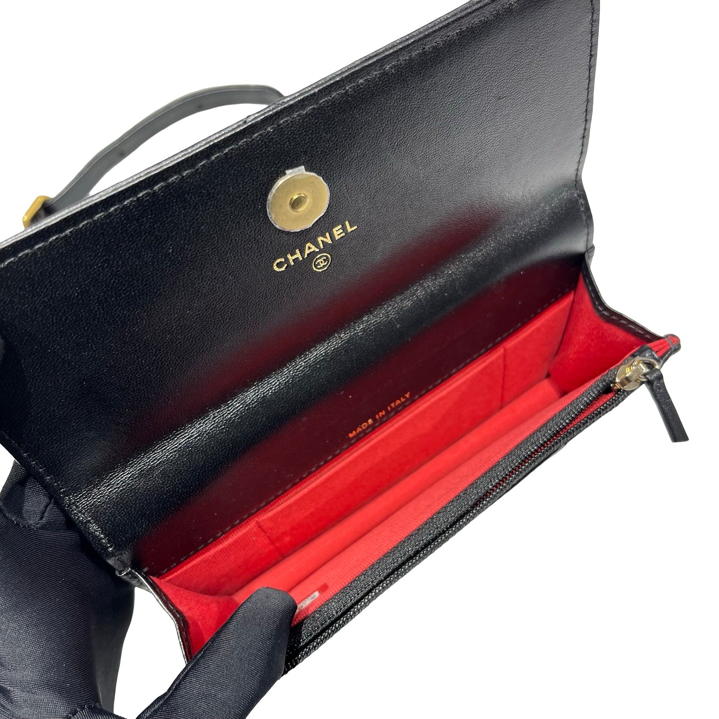 Used CHANEL Lambskin Leather 19 Belt Cross Body Bag Black GHW