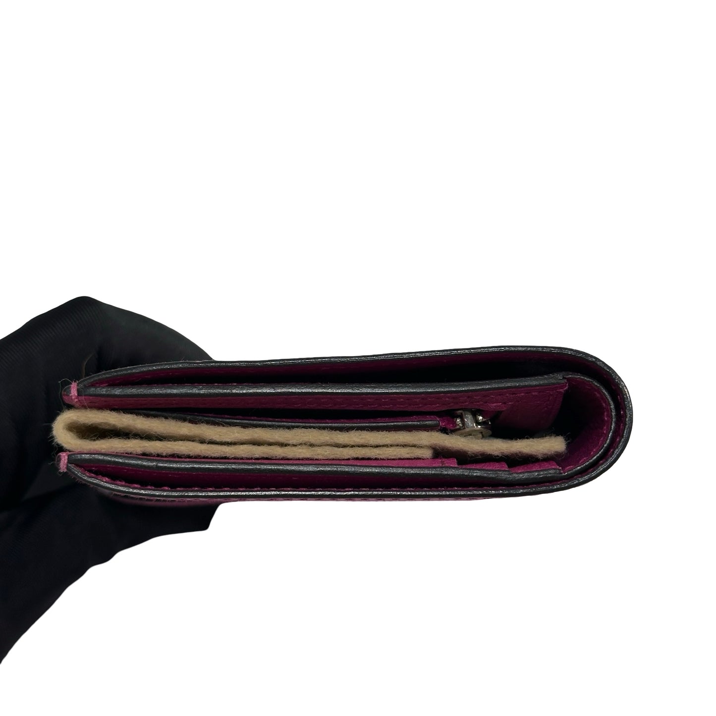 Used HERMES Ostrich Bearn Wallet Purple
