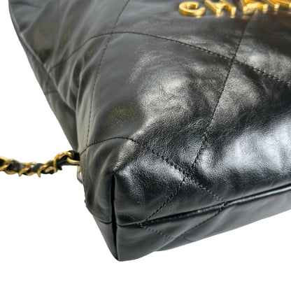 Used CHANEL Quilted Leather Chanel 22 Backpack Backpack Black