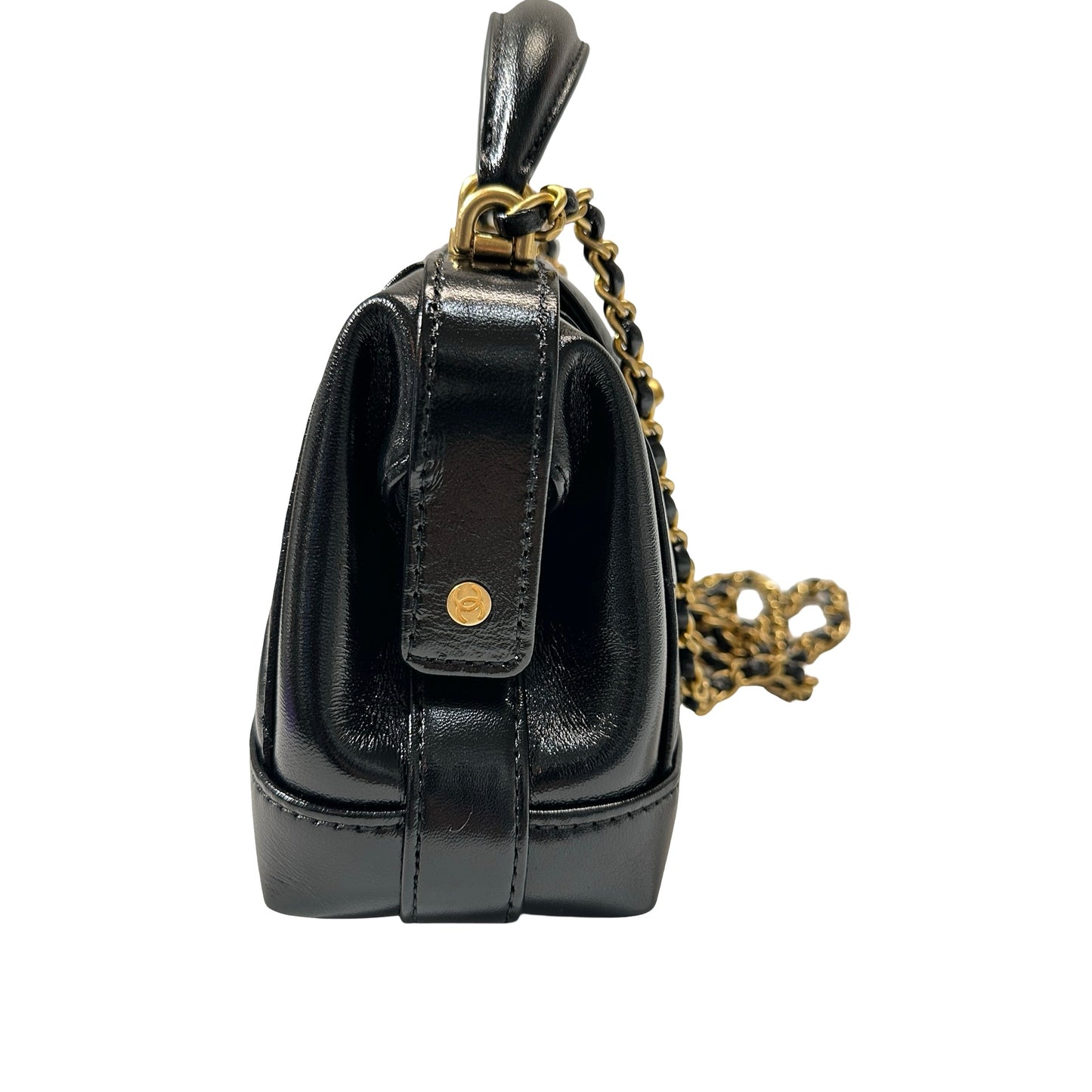 New CHANEL Mini with handle Cross Body Bag Black GHW