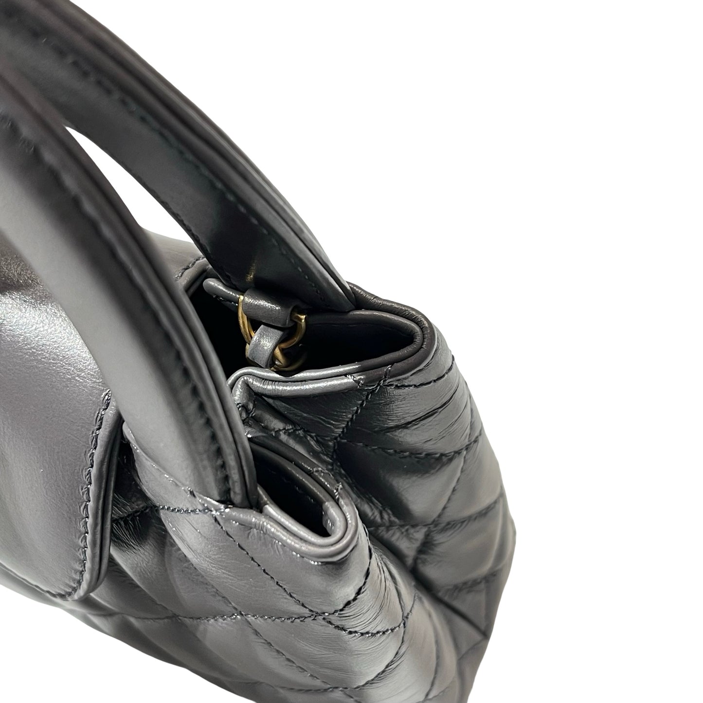 Unused CHANEL KELLY Cross Body Bag Grey GHW