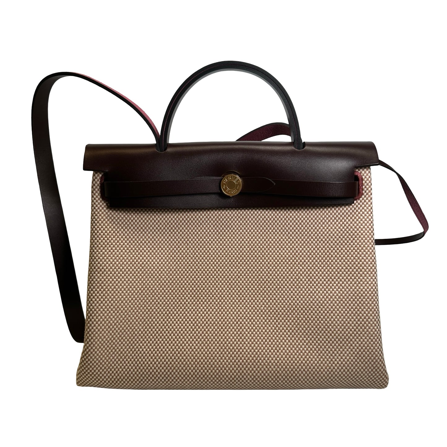 Brand New HERMES Canvas Leather Herbag 31 Handbag Beige Brown