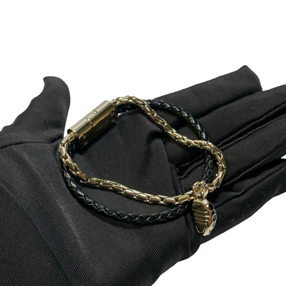 Used BVLGARI Lambskin Leather SERPENTI FOREVER Bracelet Black