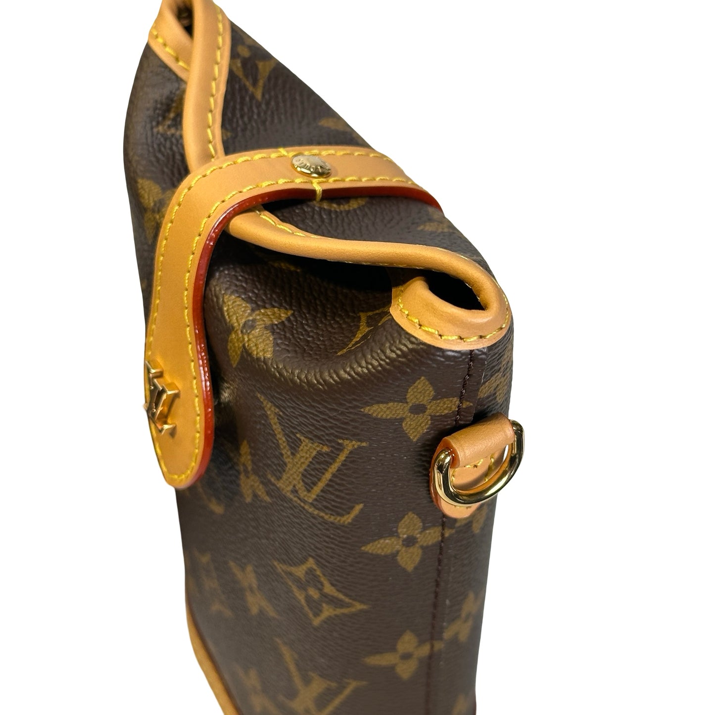Used LOUIS VUITTON Monogram Coated Canvas Fold Me Pouch Fold Me Bag Brown Beige