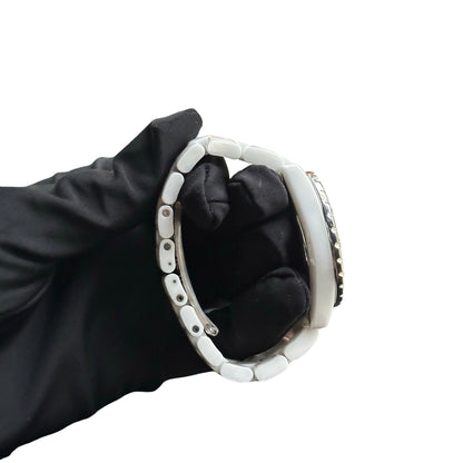 Used CHANEL White Ceramic Diamond J12 Watch White Silver