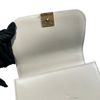 Used LOEWE Calfskin Leather Cross Body Bag White GHW