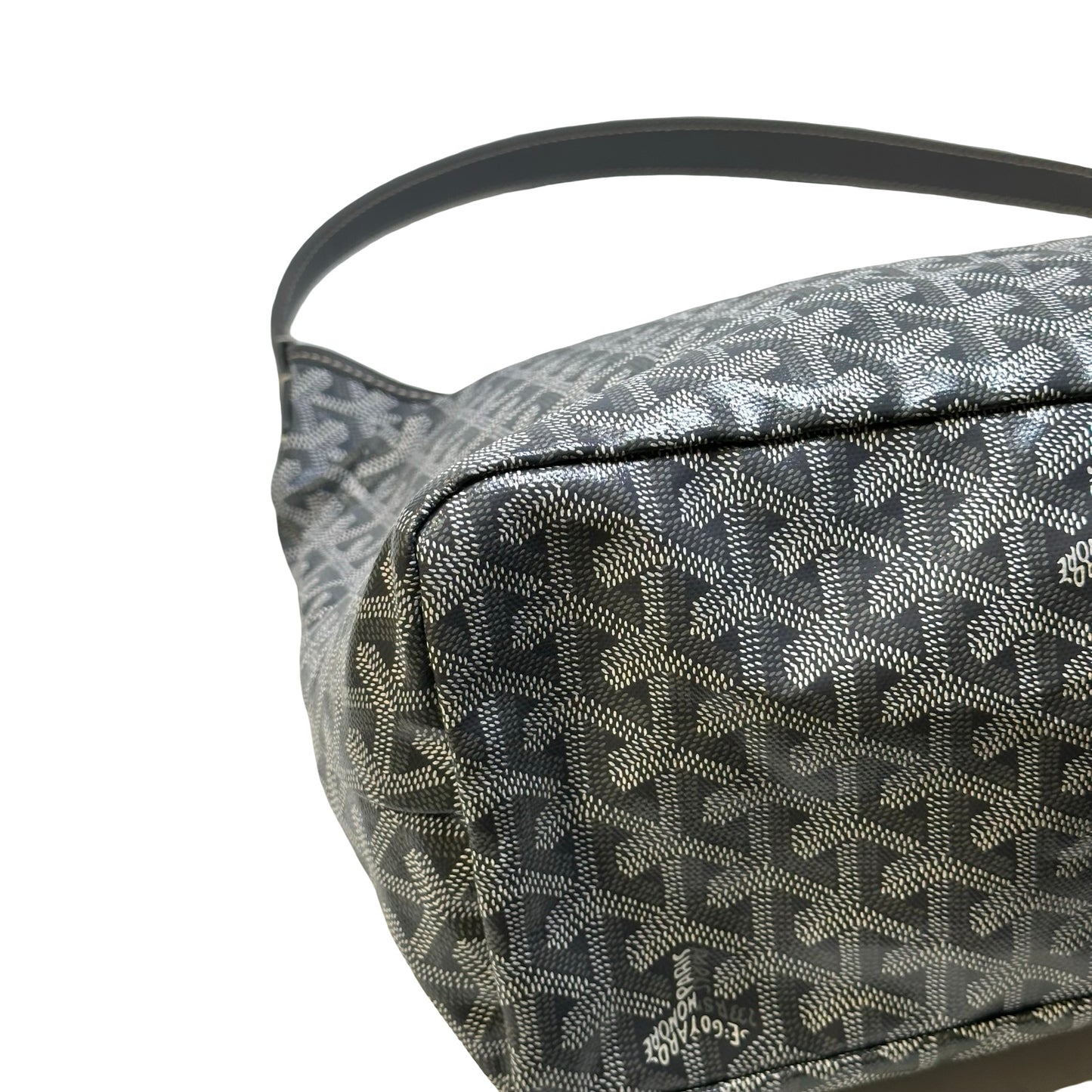 Used GOYARD Goyardine Canvas Rouette Hobo Bag Grey