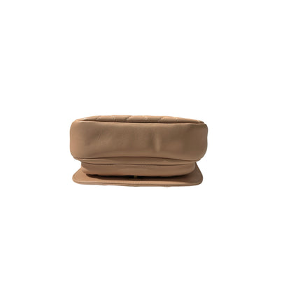 Used CHANEL Calfskin Leather 21S Messenger Bag Beige GHW