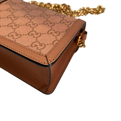Used GUCCI GG CANVAS Ophidia GG Supreme Mini Chain Shoulder Bag Pink GHW