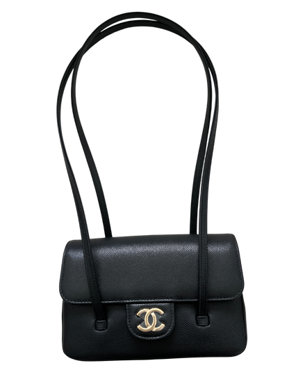 Brand New CHANEL Grained Calfskin Caviar Preppy Coco Mini Flap Bag Shoulder Bag Black