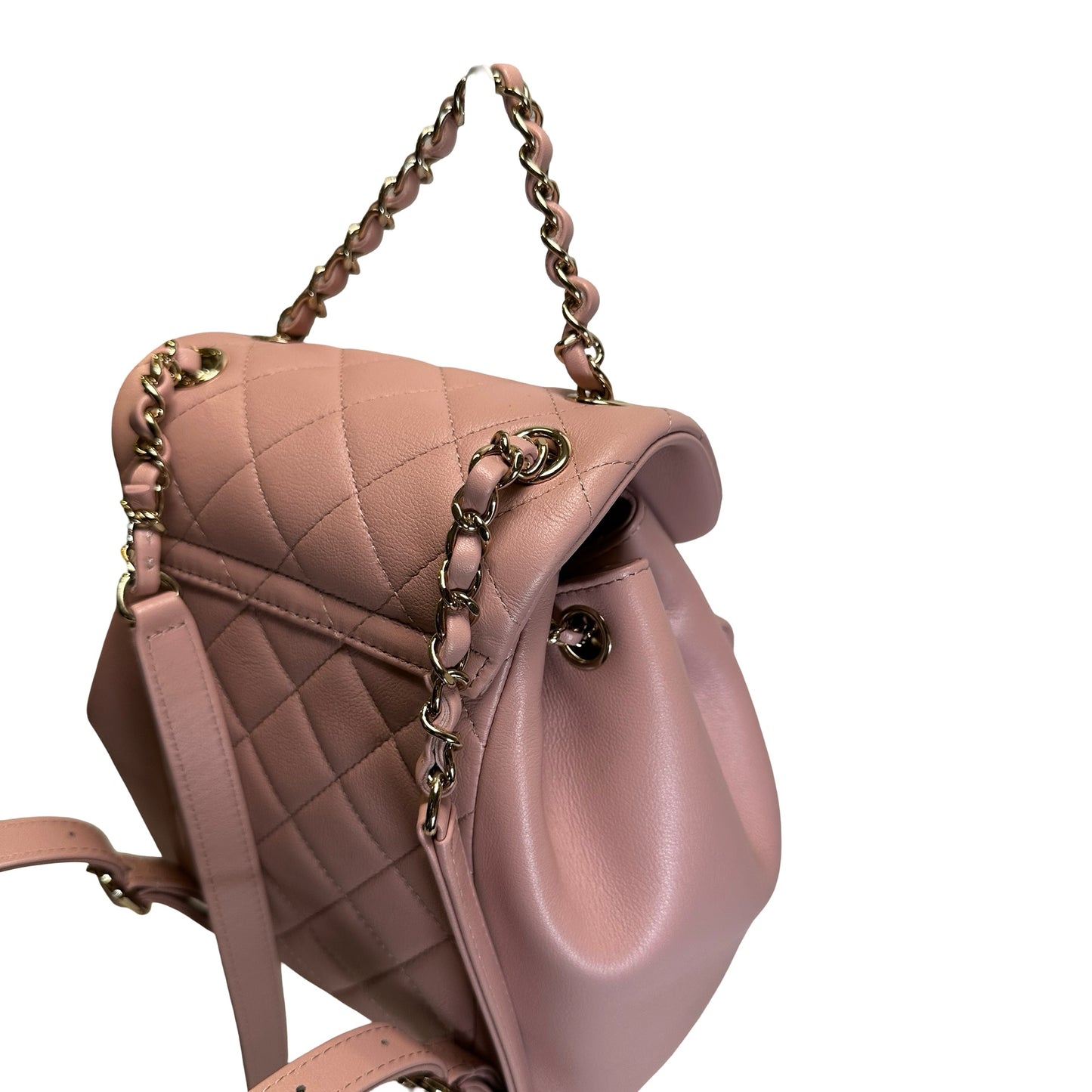 Brand New CHANEL Quilted Calfskin Duma Backpack Pink Gold