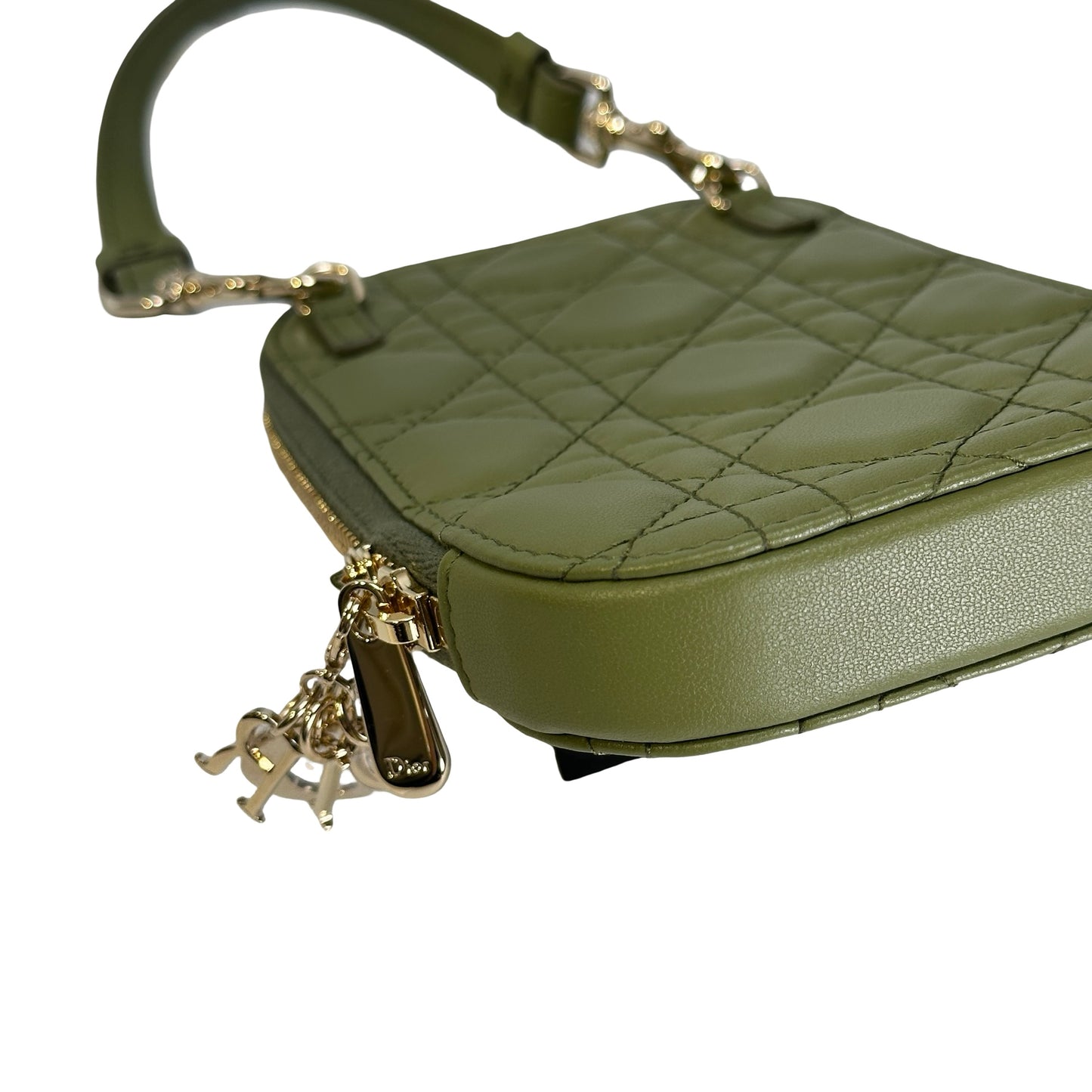 Used DIOR Cannage Cannage Pouch Green GHW