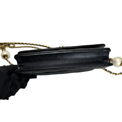 Used CHANEL Quilted Leather Wallet on Chain Wallet on chain Black Gold