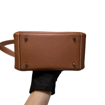 Used HERMÈS Clemence leather Taurillion Mini Lindy Shoulder Bag Gold (37) PHW