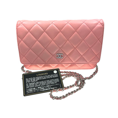 Used CHANEL Lambskin WOC Shoulder Bag Pink PHW