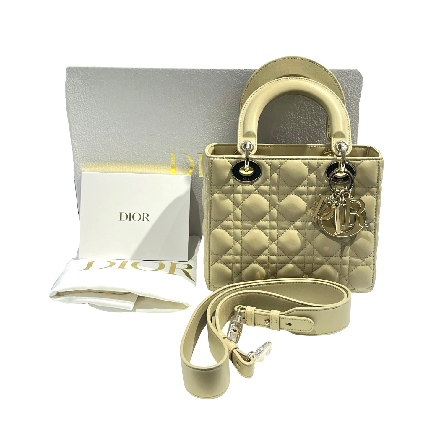 Used DIOR Lady Dior Handbag Beige