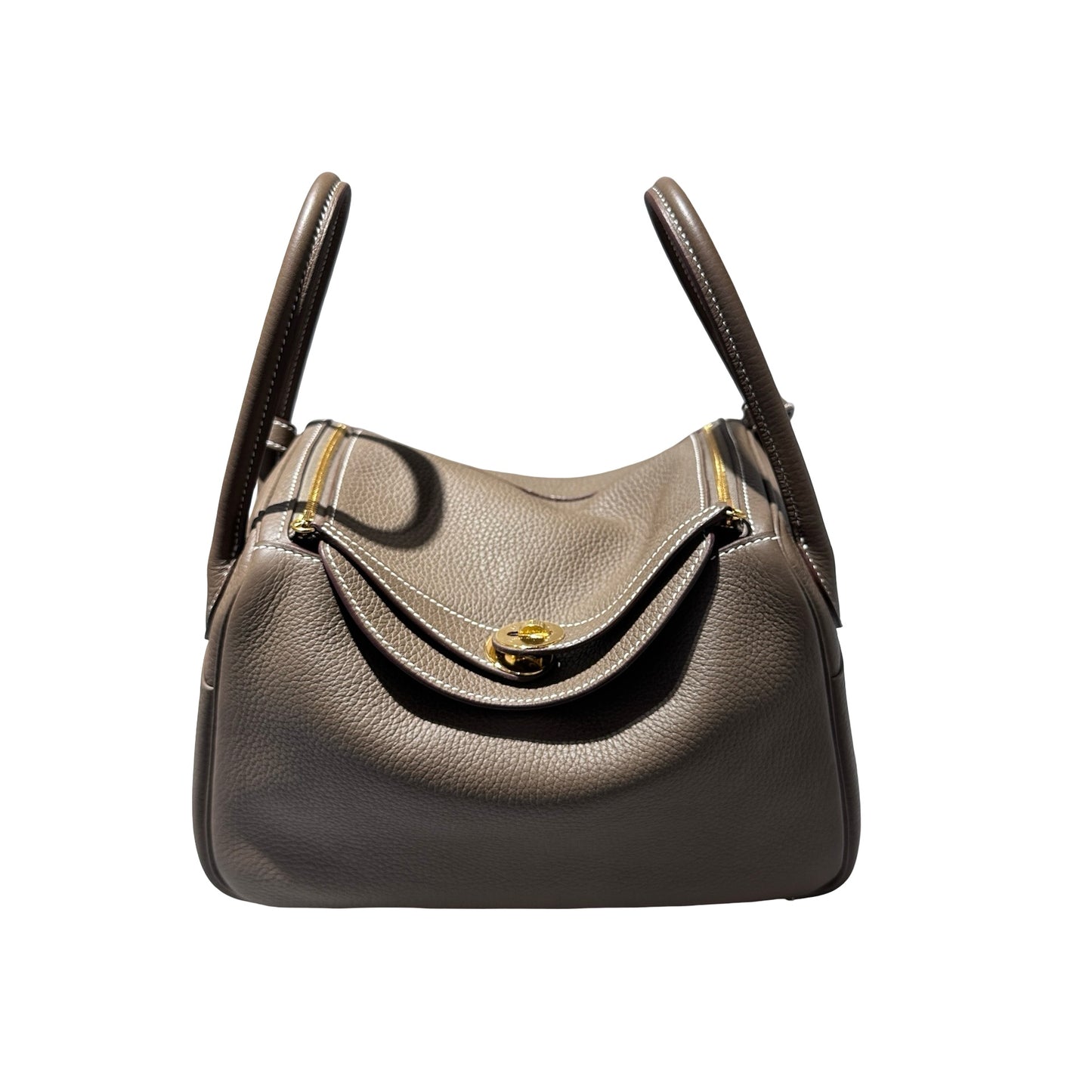 Used HERMÈS Lindy 26 Handbag Etoupe (18) GHW