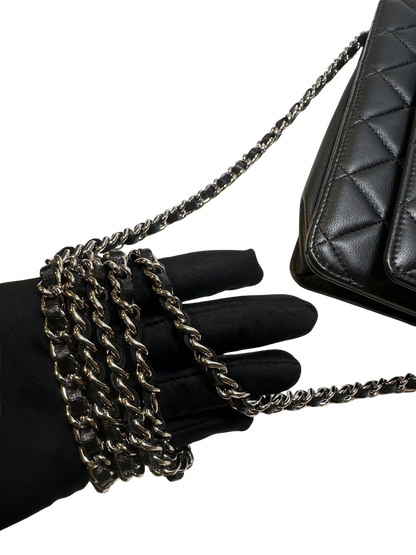 Used CHANEL Lambskin Quilted Classic Wallet on Chain Chain shoulder bag Black PHW