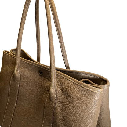 Used HERMES Negonda Leather Garden Party Tote Bag Etoupe