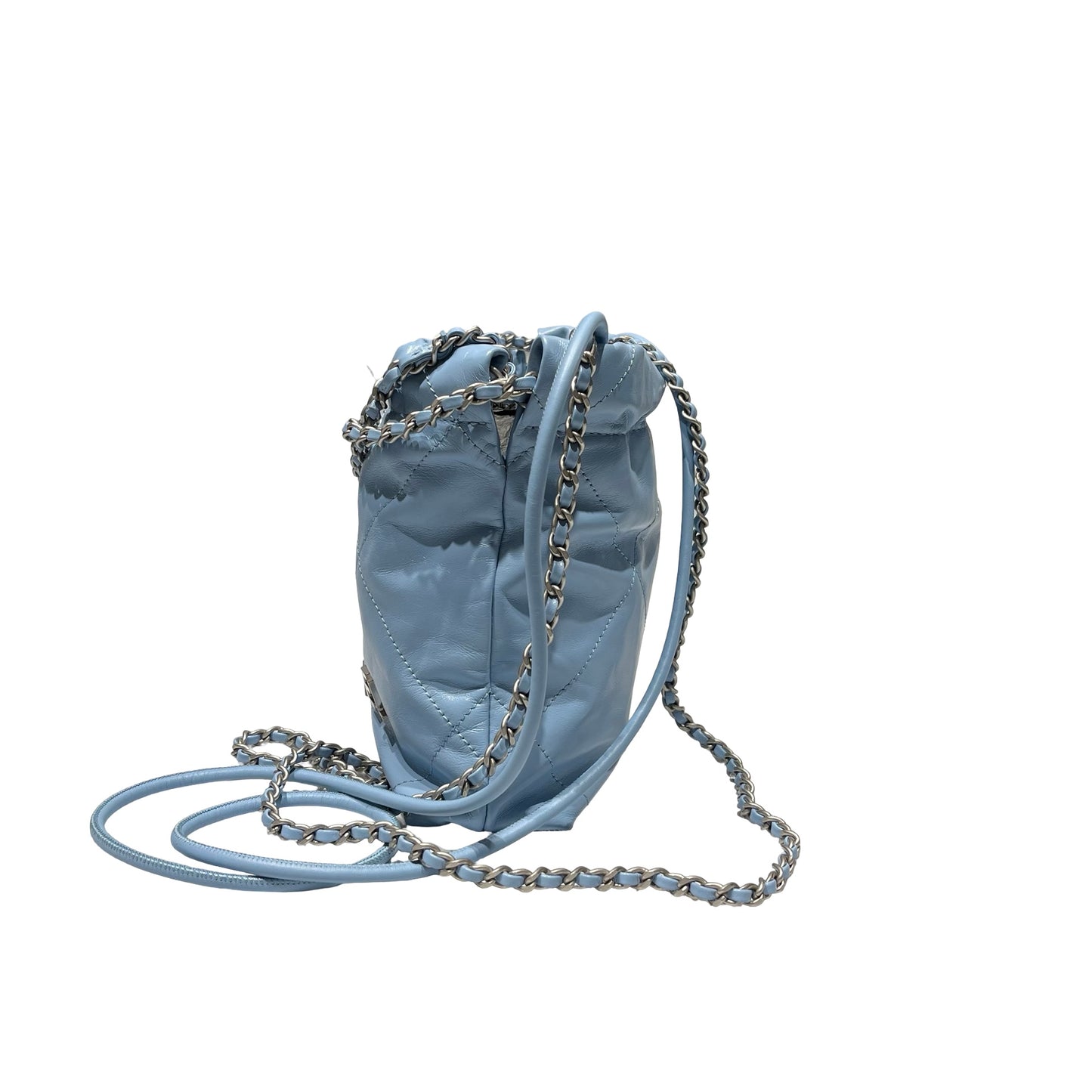 Used CHANEL 22 mini Cross Body Bag Baby Blue GHW