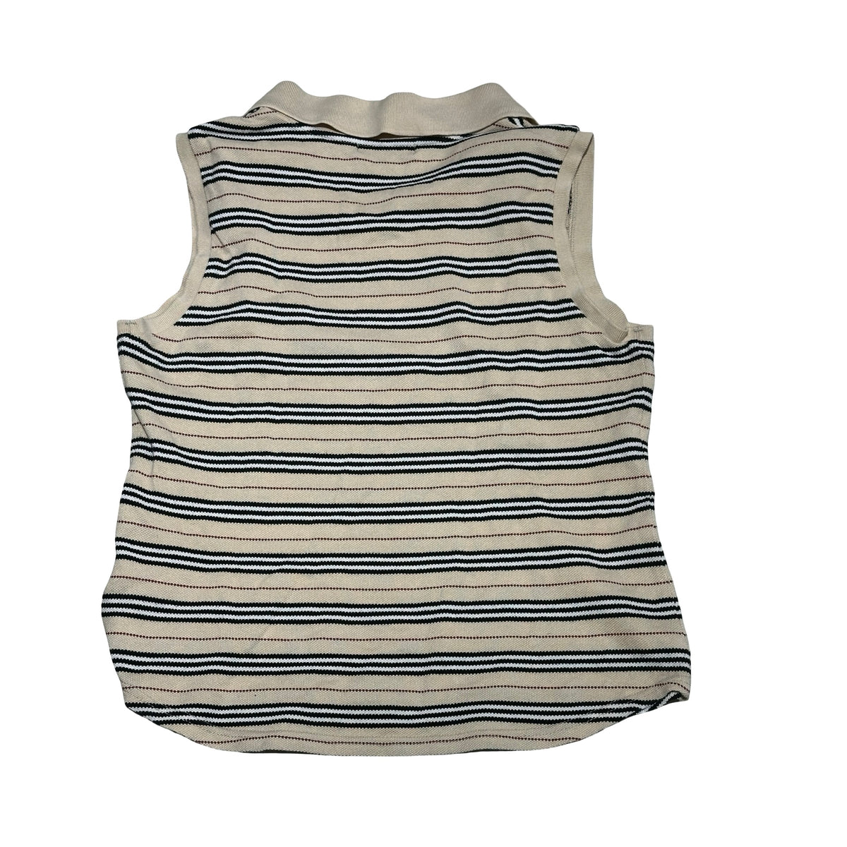 Used BURBERRY Striped Sleeveless Top Clothes Beige Black White Red