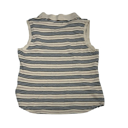 Used BURBERRY Striped Sleeveless Top Clothes Beige Black White Red