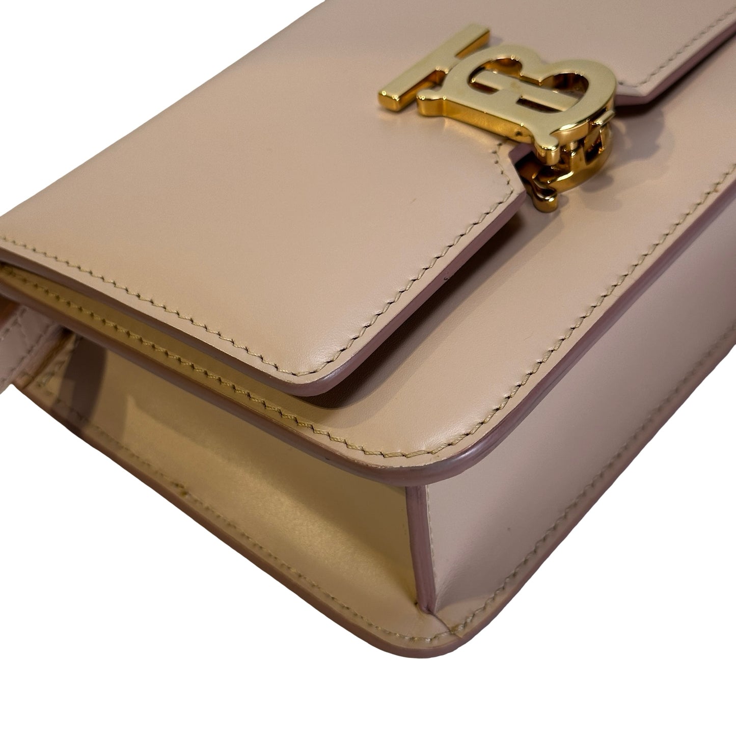 Used BURBERRY Calfskin TB Bag Shoulder Bag Beige