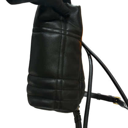 Used BURBERRY Quilted Leather Lola Bucket Bag Black Gold