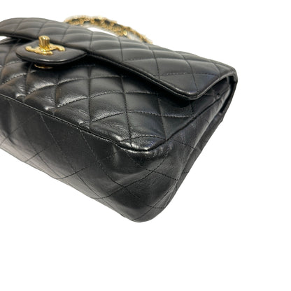 Used Chanel Calfskin Leather CF 25 Shoulder Bag Black GHW