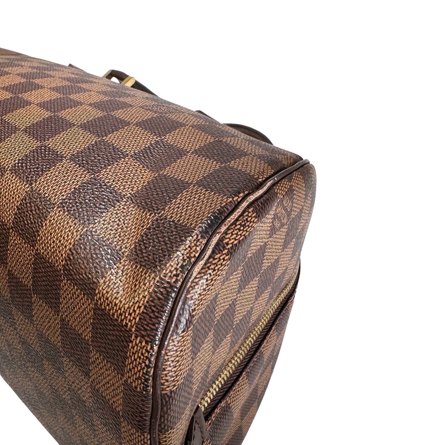 Used LOUIS VUITTON Damier Ebene Triana Handbag Brown GHW