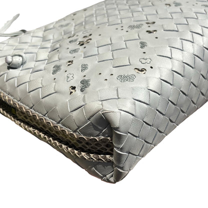 Used Bottega Veneta Lambskin Leather Butterfly Cross Body Bag PHW Grey