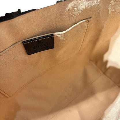 Used GUCCI Calfskin Leather Ophidia Cross Body Bag GHW Black