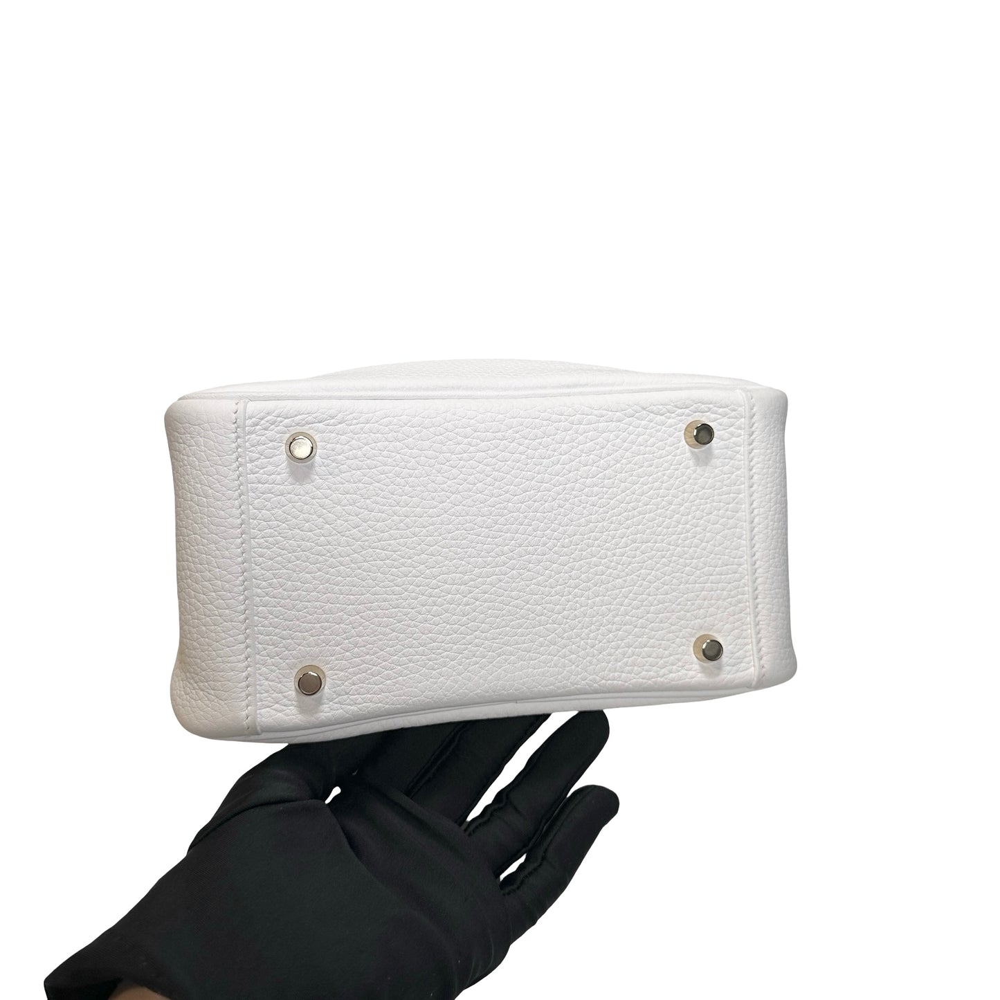 Used HERMES Clemence Leather Mini Lindy Cross body bag White GHW
