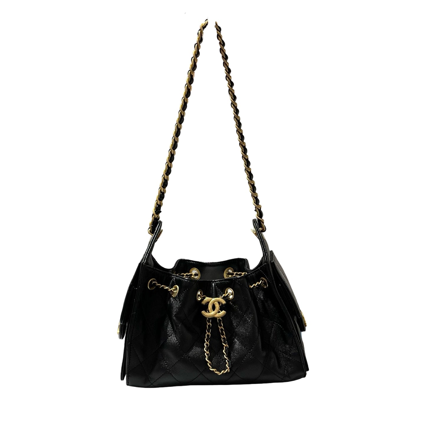 Used Chanel Mini 25 Shoulder Bag Black GHW