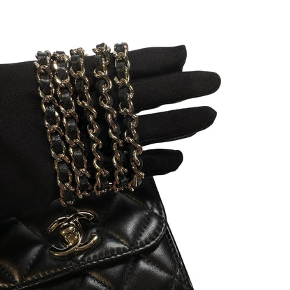 CHANEL Quilted Lambskin Trendy CC Square Clutch with Chain Mini Bag Black GHW