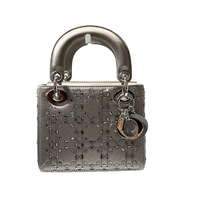 Used DIOR Mini Lady Dior Handbag Silver