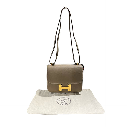 Hermès Mini Constance Shoulder Bag Etoupe GHW