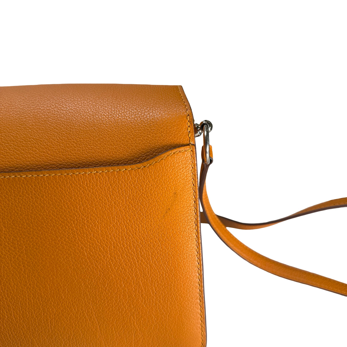 Used HERMES Leather Mini Roulis Crossbody Bag Orange