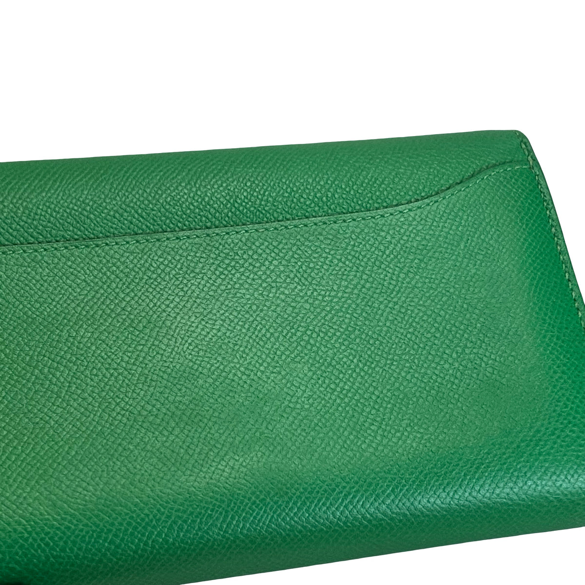Used HERMES Epsom Calfskin Constance Long wallet Green Silver