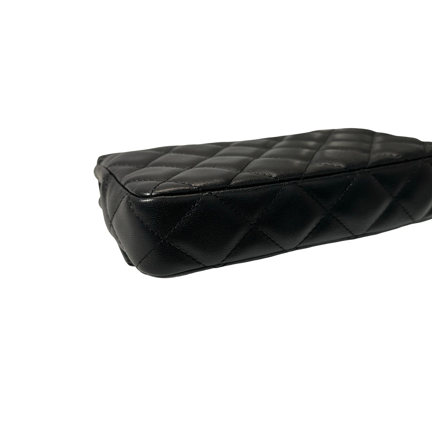 Used CHANEL Lambskin Leather Patent Leather Calfskin Leather 24B Flap Shoulder Bag Black PHW