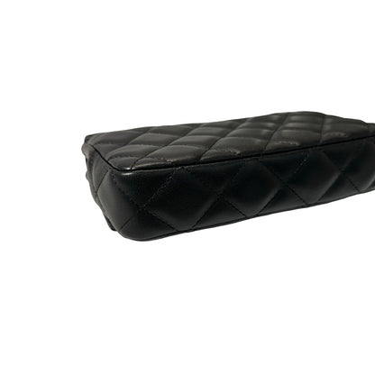 Used CHANEL Lambskin Leather Patent Leather Calfskin Leather 24B Flap Shoulder Bag Black PHW