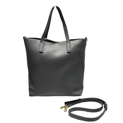 Used SAINT LAURENT Calfskin Leather N/S TOTE Shoulder Bag Grey GHW