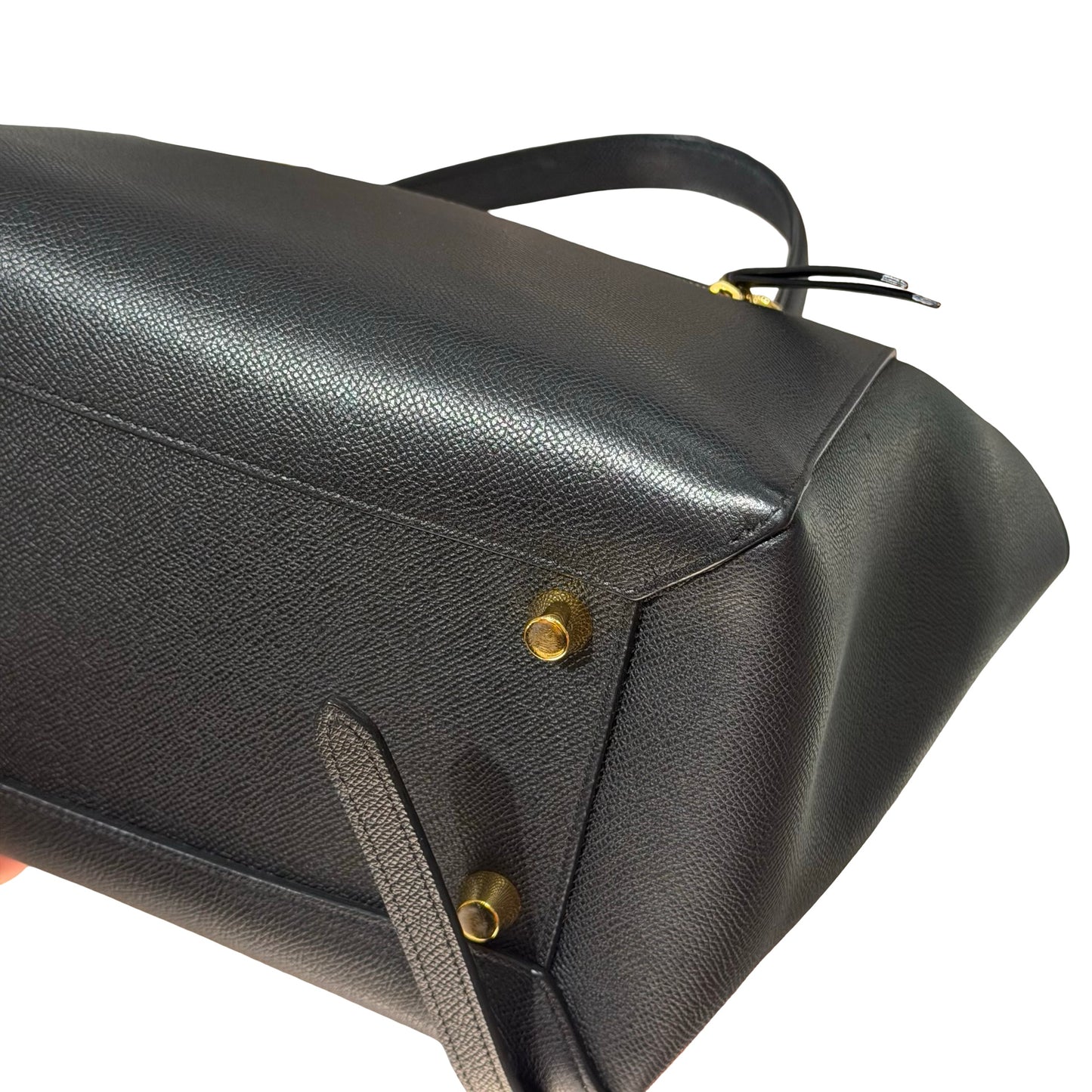 Used CÉLINE Calfskin Leather Belt Cross Body Bag Black GHW